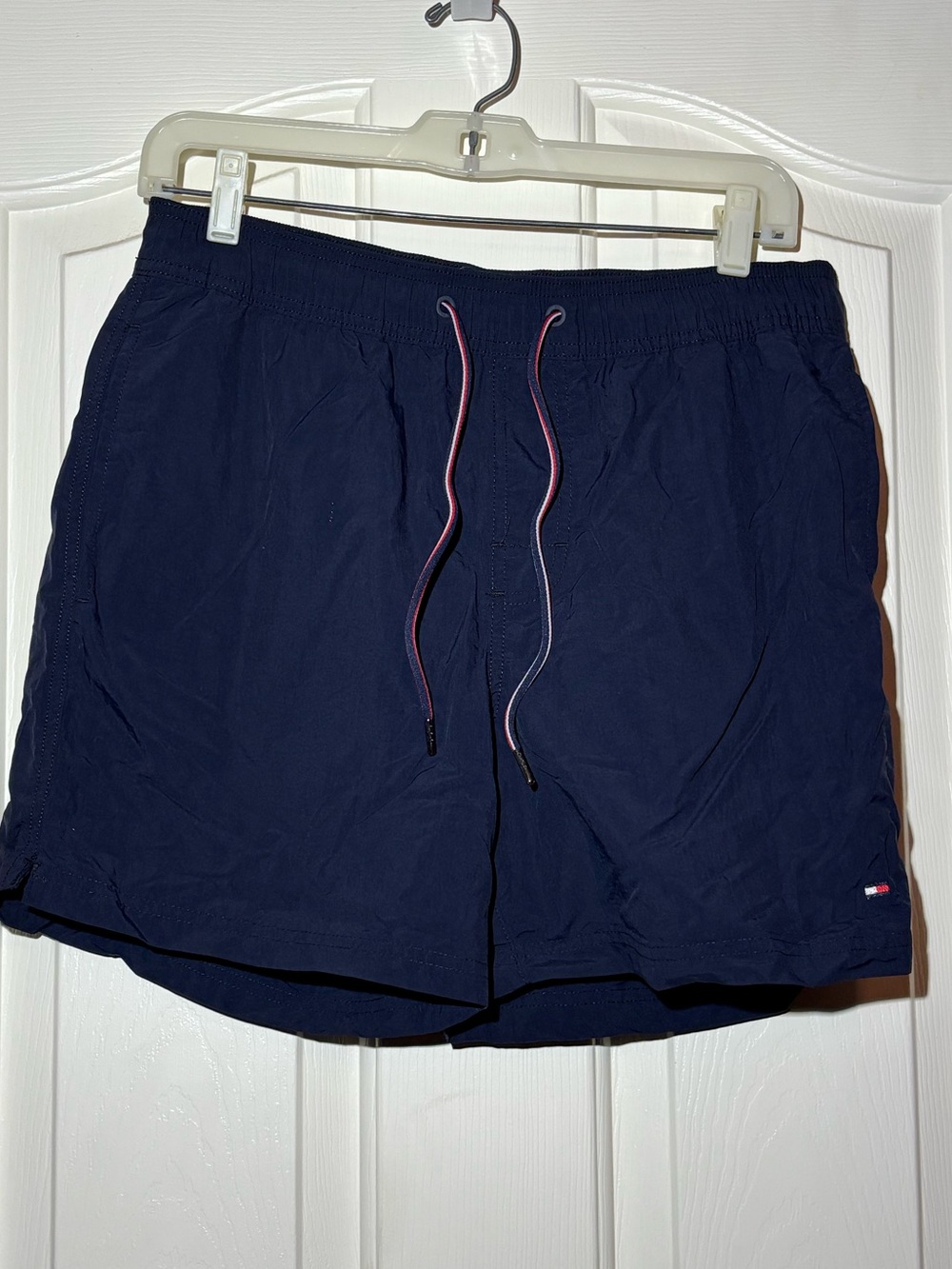 Tommy Hilfiger Men's Navy Blue Swim Trunks with Flag Detail